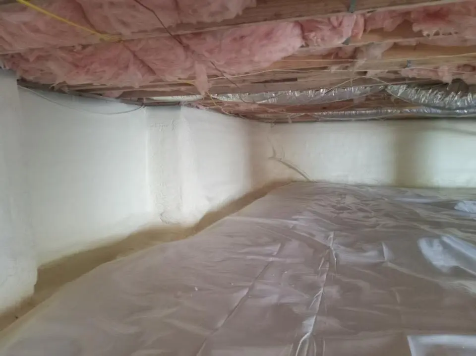 Crawl space encapsulation with closed-cell spray foam for Roof Waterproofing in Iowa Colony